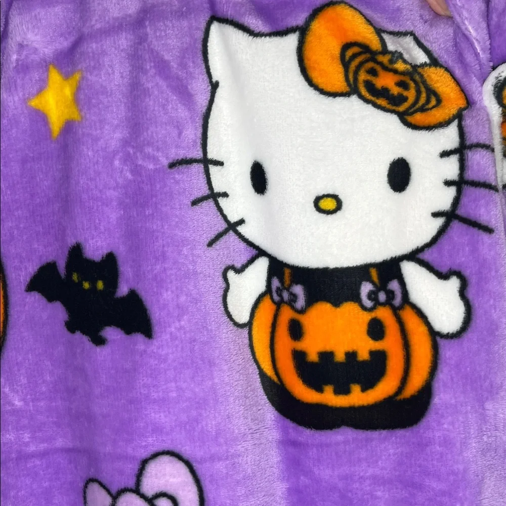 Hello Kitty Halloween Plush Blanket - Purple, Orange, Black